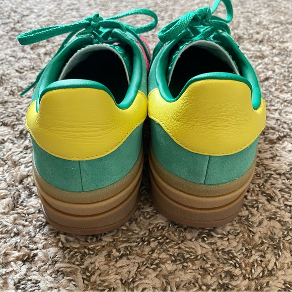 Adidas Gazelle Bold Platform Sneaker Shoes Lifestyle Court Green Pink Sulfur 8.5 - Picture 9 of 12